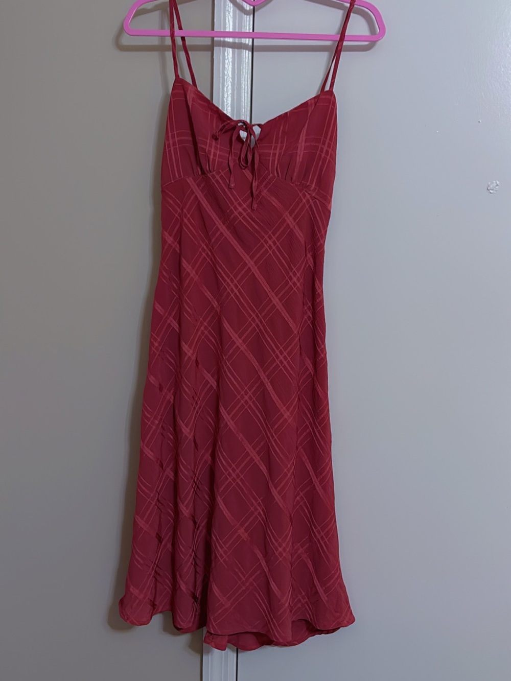 Forever 21 Rose Red Plaid Midi Slip Dress